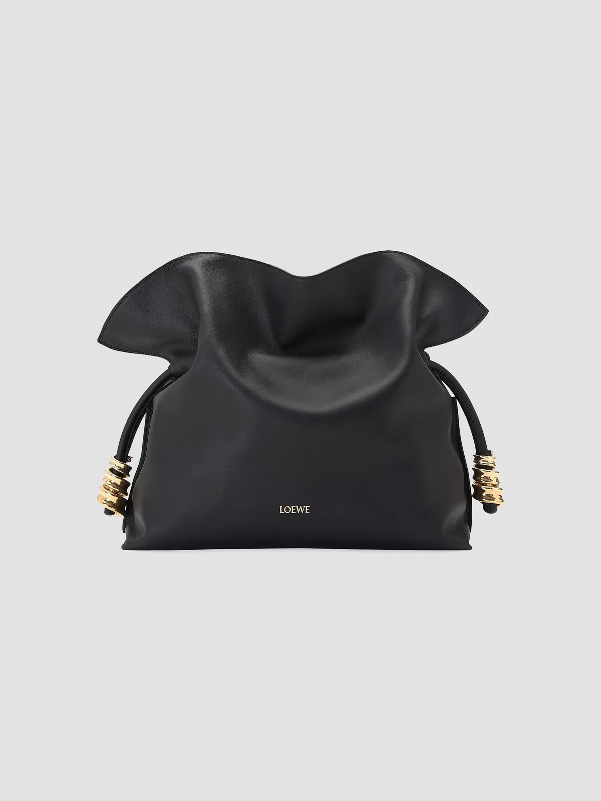 LOEWE Coil Flamenco Medium Leather Clutch for Sale - Black