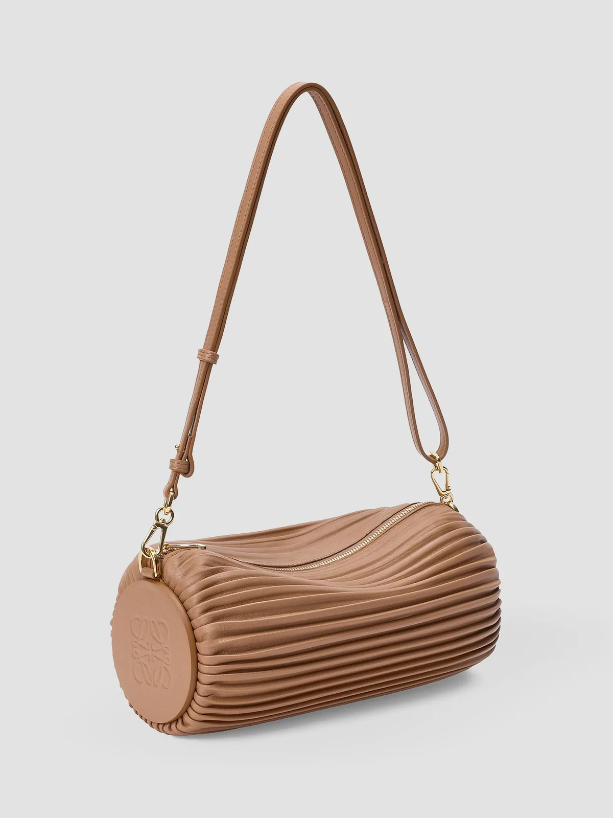 LOEWE Cylinder Leather Bracelet Pouch for Sale - Mocha