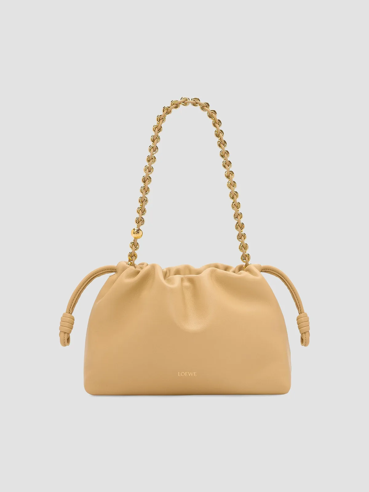 LOEWE Flamenco Medium Chain Leather Shoulder Bag for Sale - Dark Butter