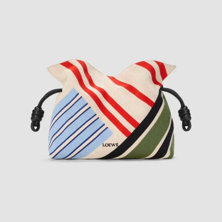 LOEWE Flamenco Medium Embroidered Canvas Clutch Bag for Sale