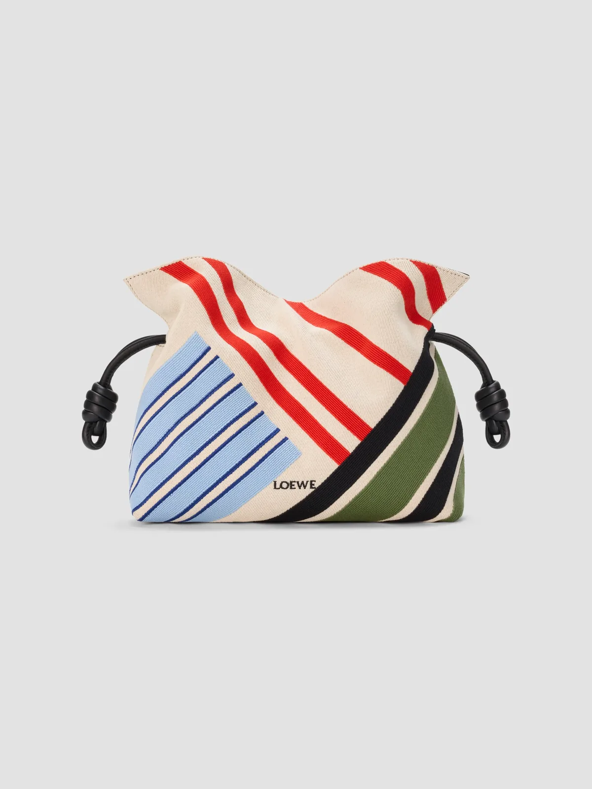 LOEWE Flamenco Medium Embroidered Canvas Clutch Bag for Sale - Ecru Multicolor