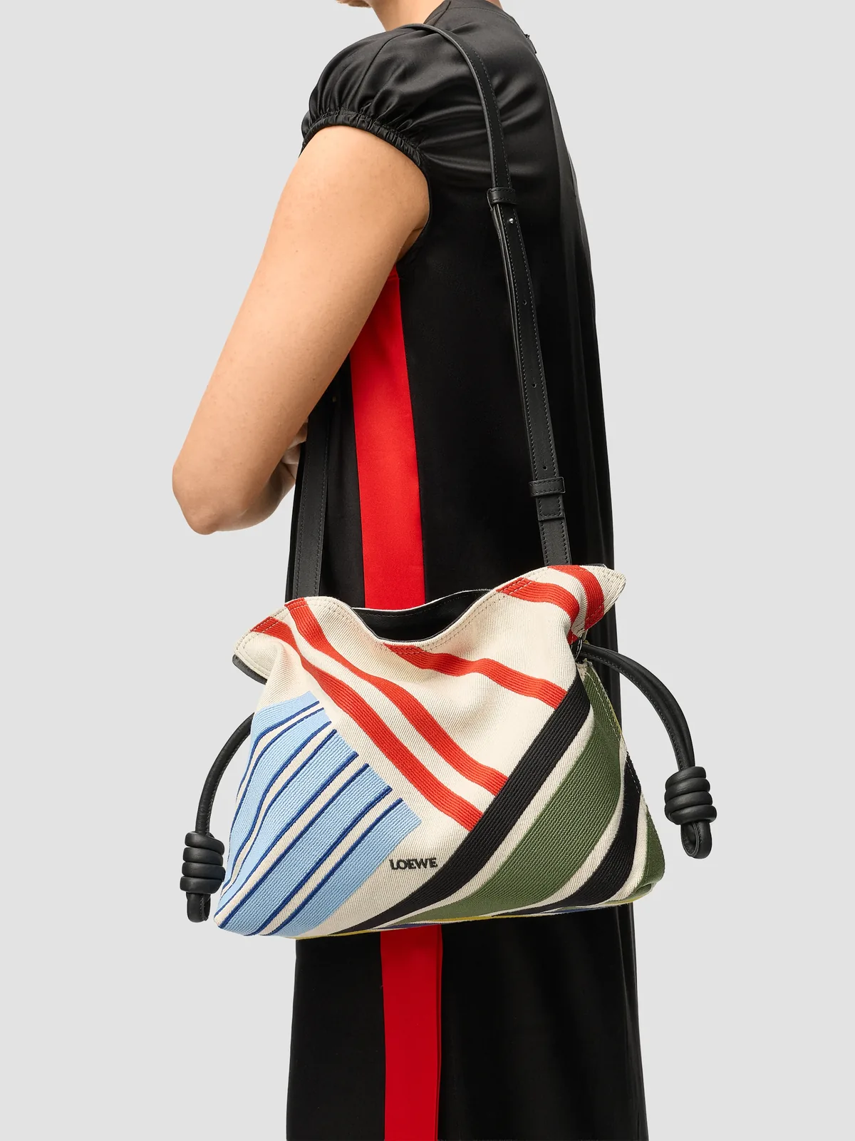 LOEWE Flamenco Medium Embroidered Canvas Clutch Bag for Sale