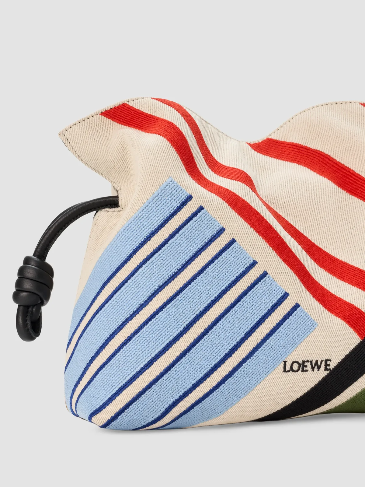 LOEWE Flamenco Medium Embroidered Canvas Clutch Bag for Sale
