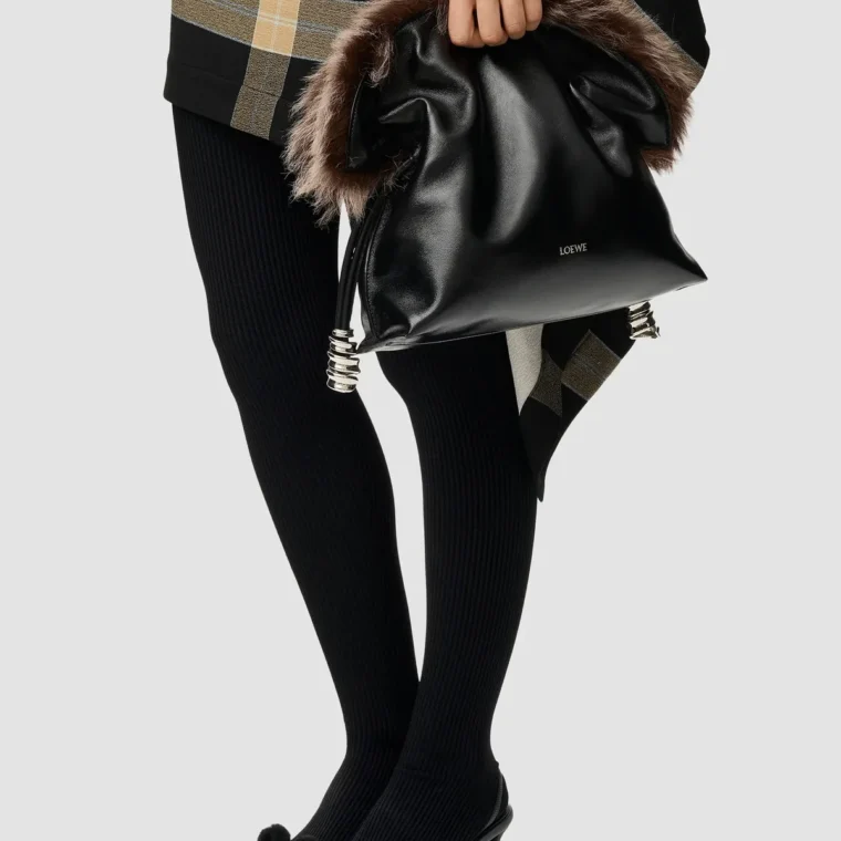 LOEWE Flamenco Shearling-Trim Leather Clutch for Sale — alternate view