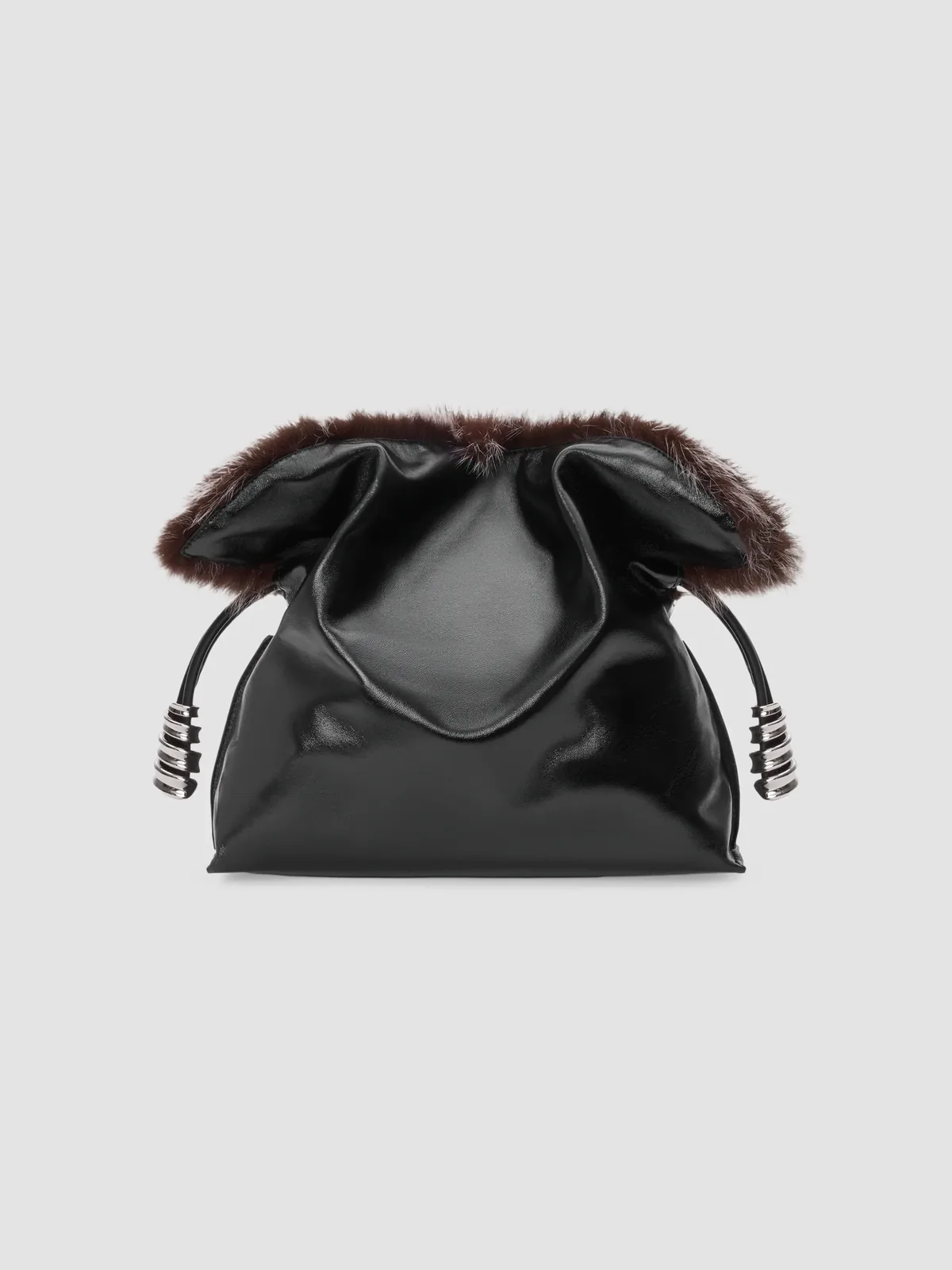 LOEWE Flamenco Shearling-Trim Leather Clutch for Sale