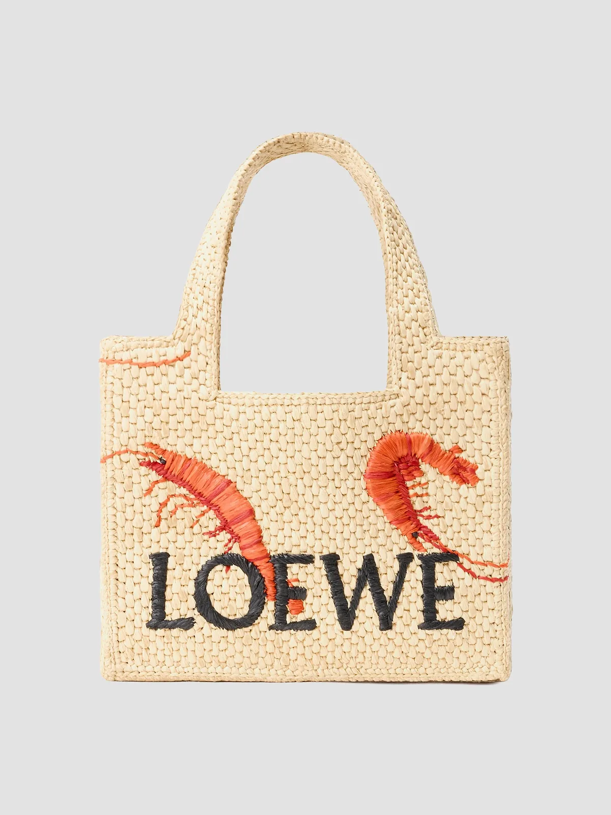 LOEWE Font Mini Embroidered Raffia Tote Bag for Sale - Natural Orange
