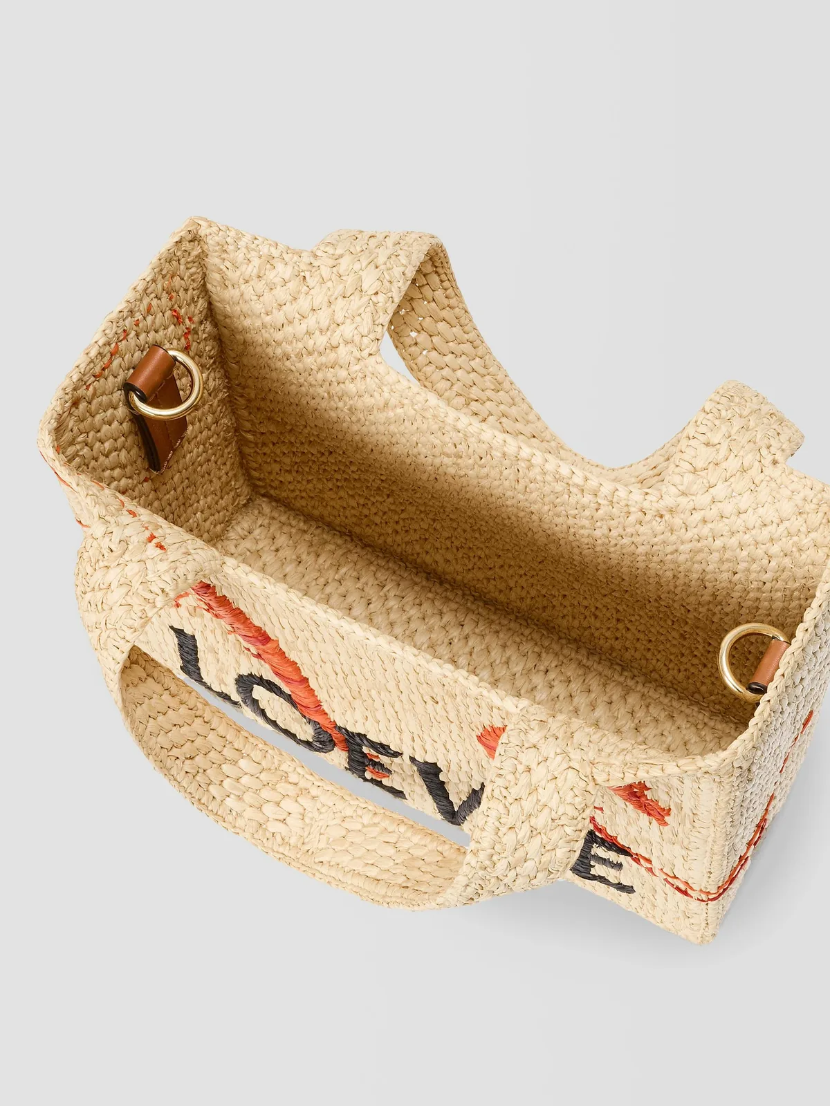 LOEWE Font Mini Embroidered Raffia Tote Bag for Sale
