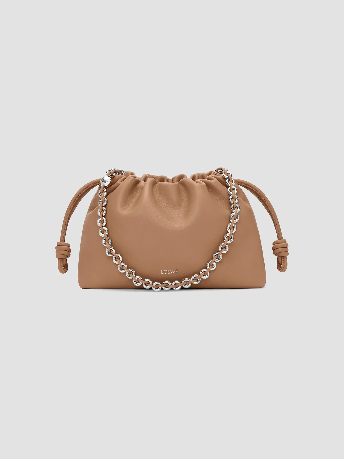 LOEWE Medium Flamenco Chain Leather Purse for Sale - Mocha