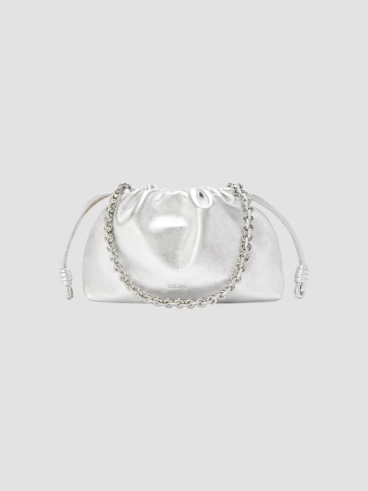 LOEWE Medium Flamenco Laminated Leather Shoulder Bag for Sale - Silver