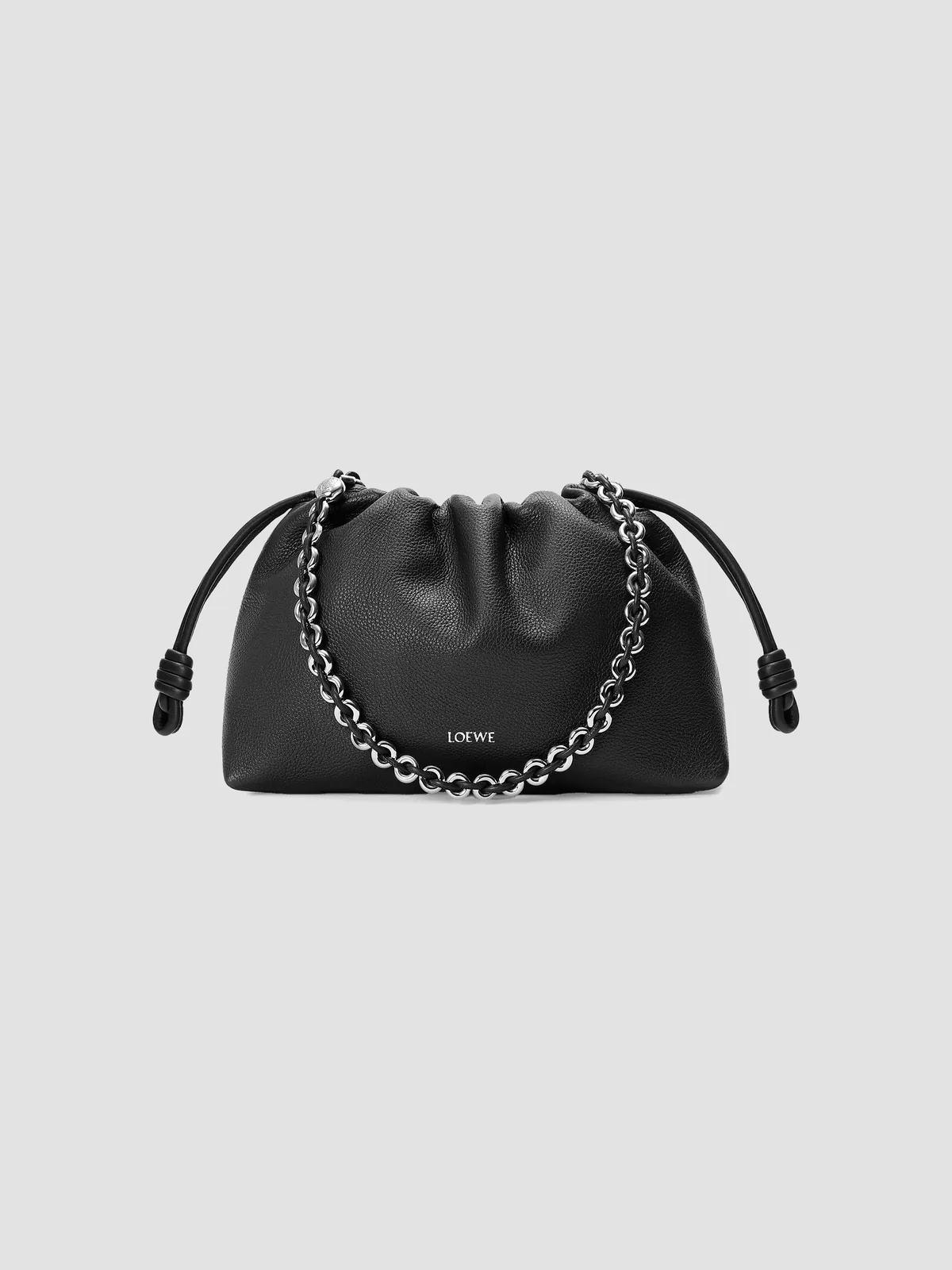 LOEWE Medium Flamenco Leather Clutch for Sale - Black