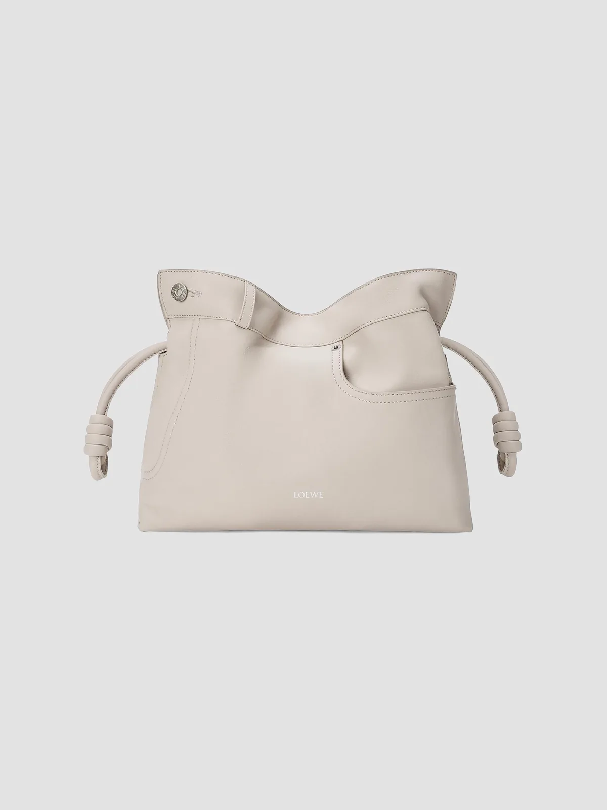 LOEWE Medium Panta Flamenco Leather Clutch for Sale - Light Ghost