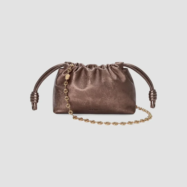 LOEWE Mini Flamenco Metallic Leather Clutch for Sale