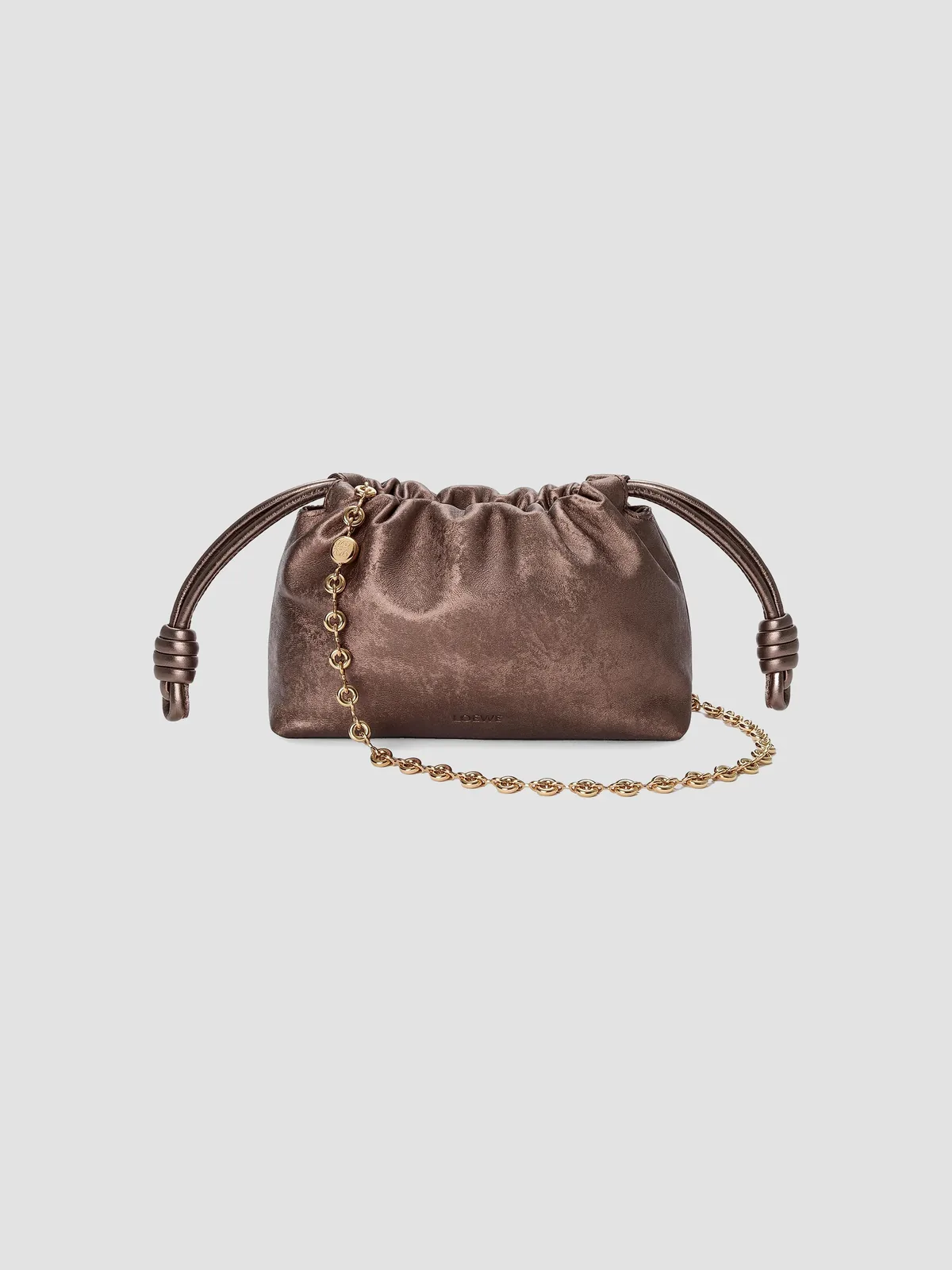 LOEWE Mini Flamenco Metallic Leather Clutch for Sale - Bronze