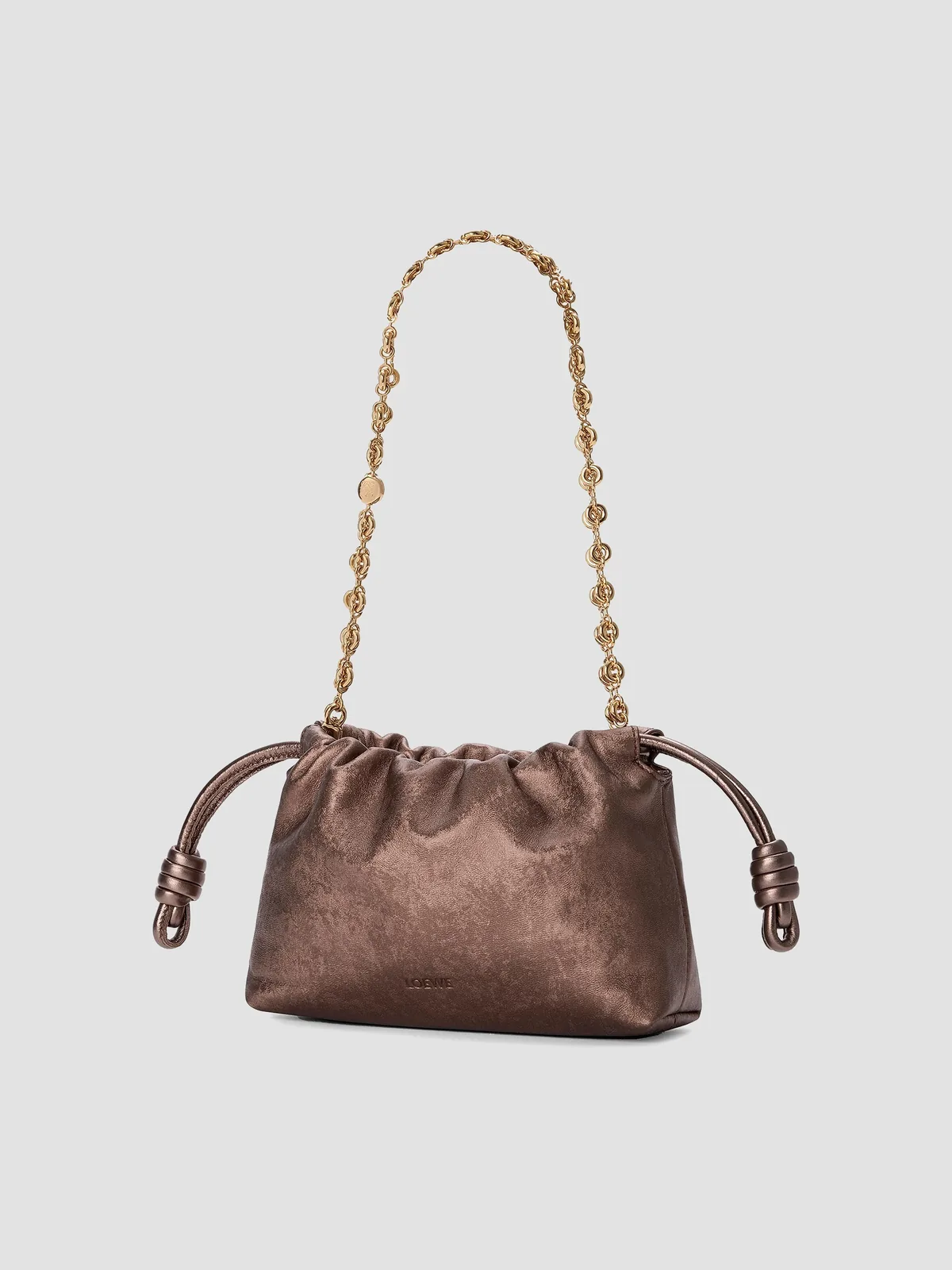 LOEWE Mini Flamenco Metallic Leather Clutch for Sale
