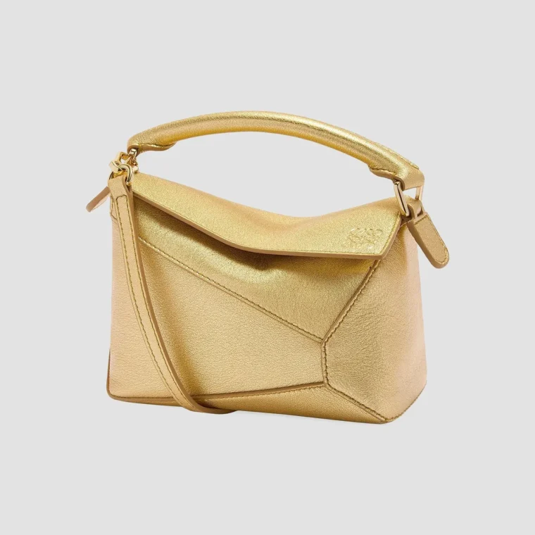 LOEWE Mini Puzzle Edge Metallic Leather Bag for Sale