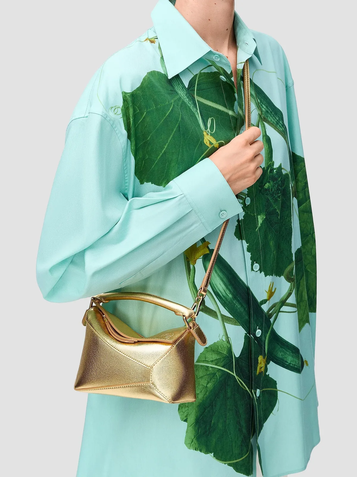 LOEWE Mini Puzzle Edge Metallic Leather Bag for Sale