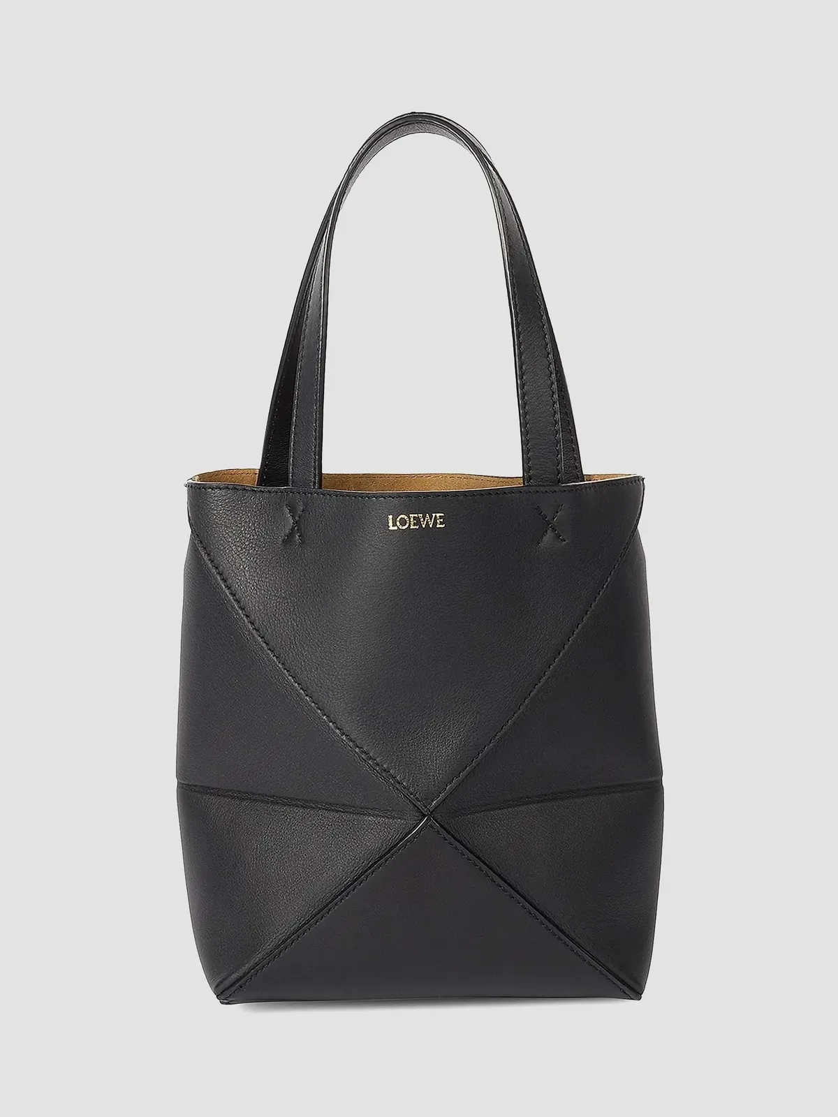 LOEWE Mini Puzzle Fold Leather Tote Bag for Sale - Black