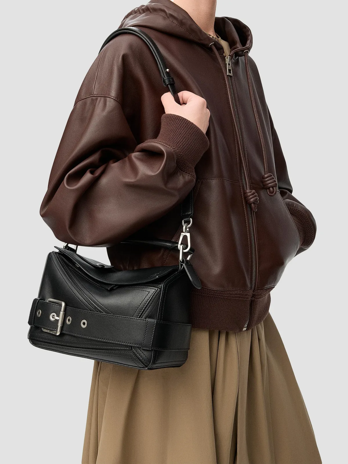 LOEWE Puzzle Biker Leather Top Handle Bag for Sale