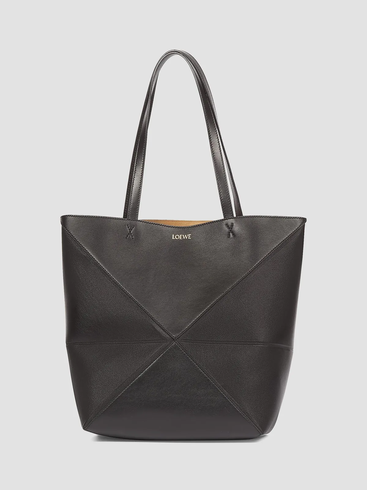 LOEWE Puzzle Fold Medium Leather Tote Bag for Sale - Black