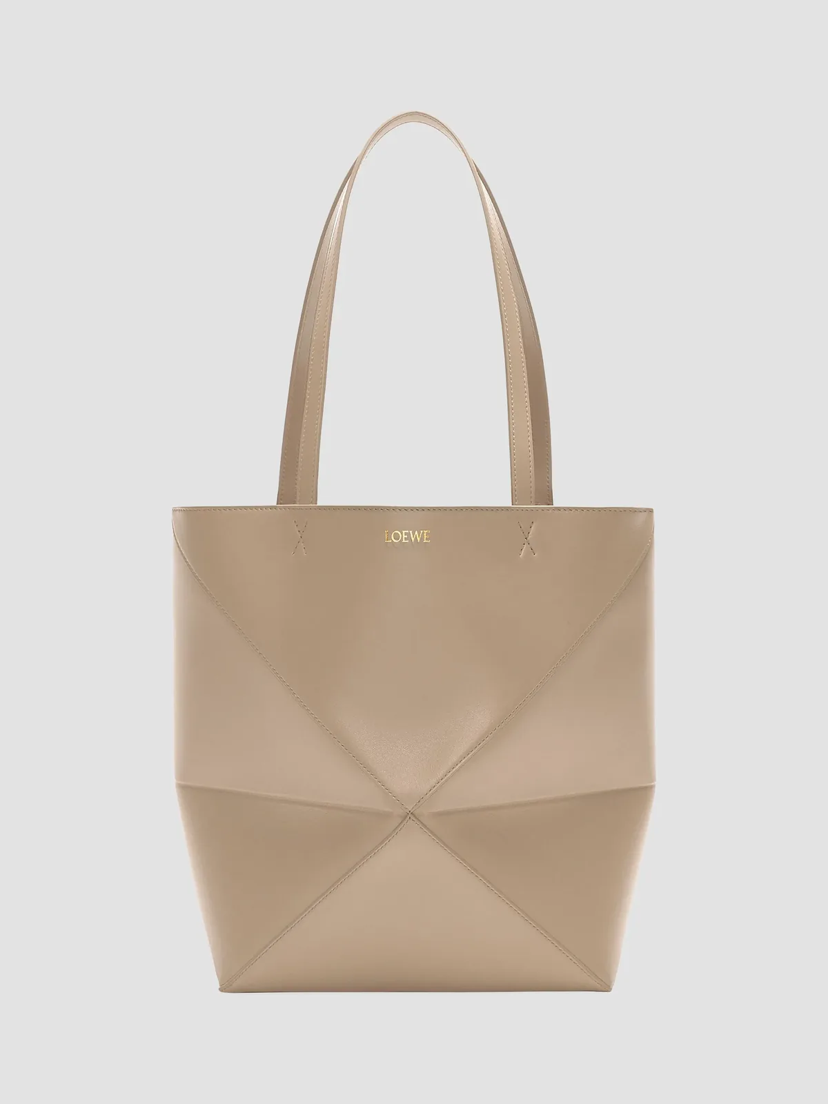 LOEWE Puzzle Fold Medium Leather Tote Bag for Sale - Sand