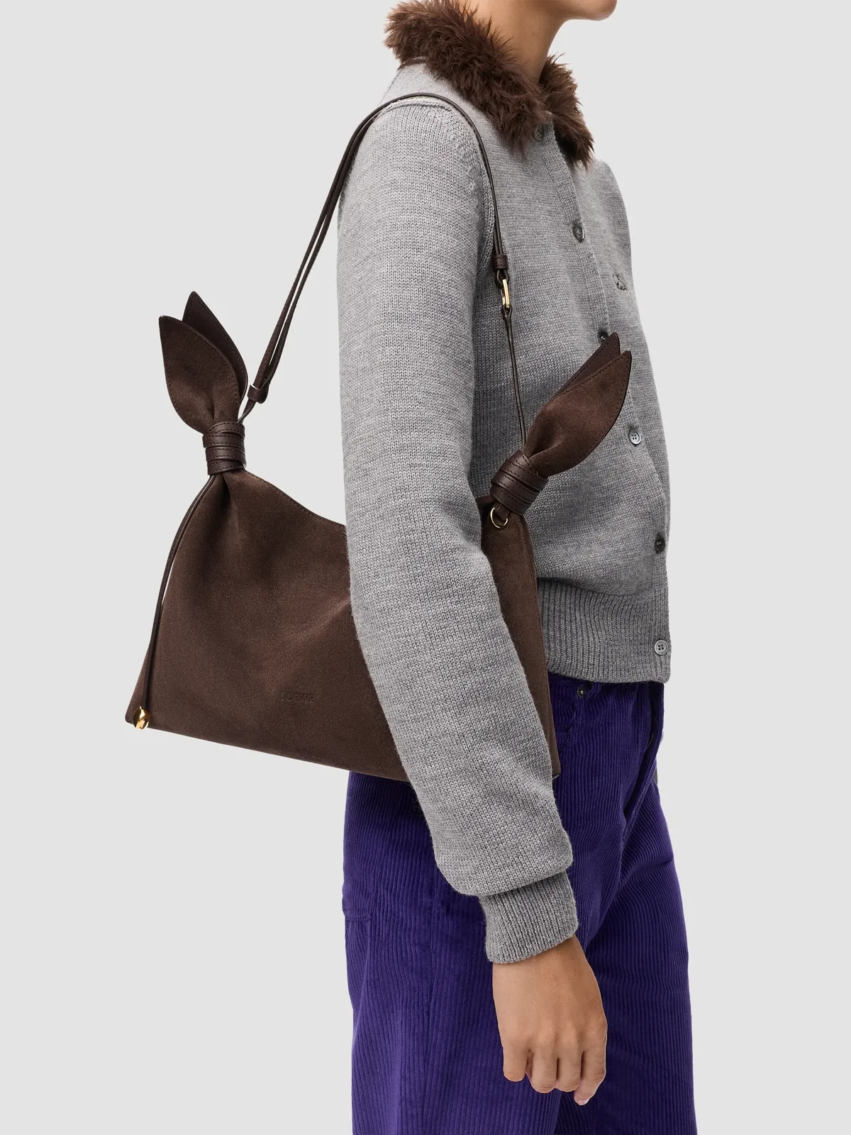 LOEWE Scarf Mini Shoulder Bag in Dark Chestnut for Sale