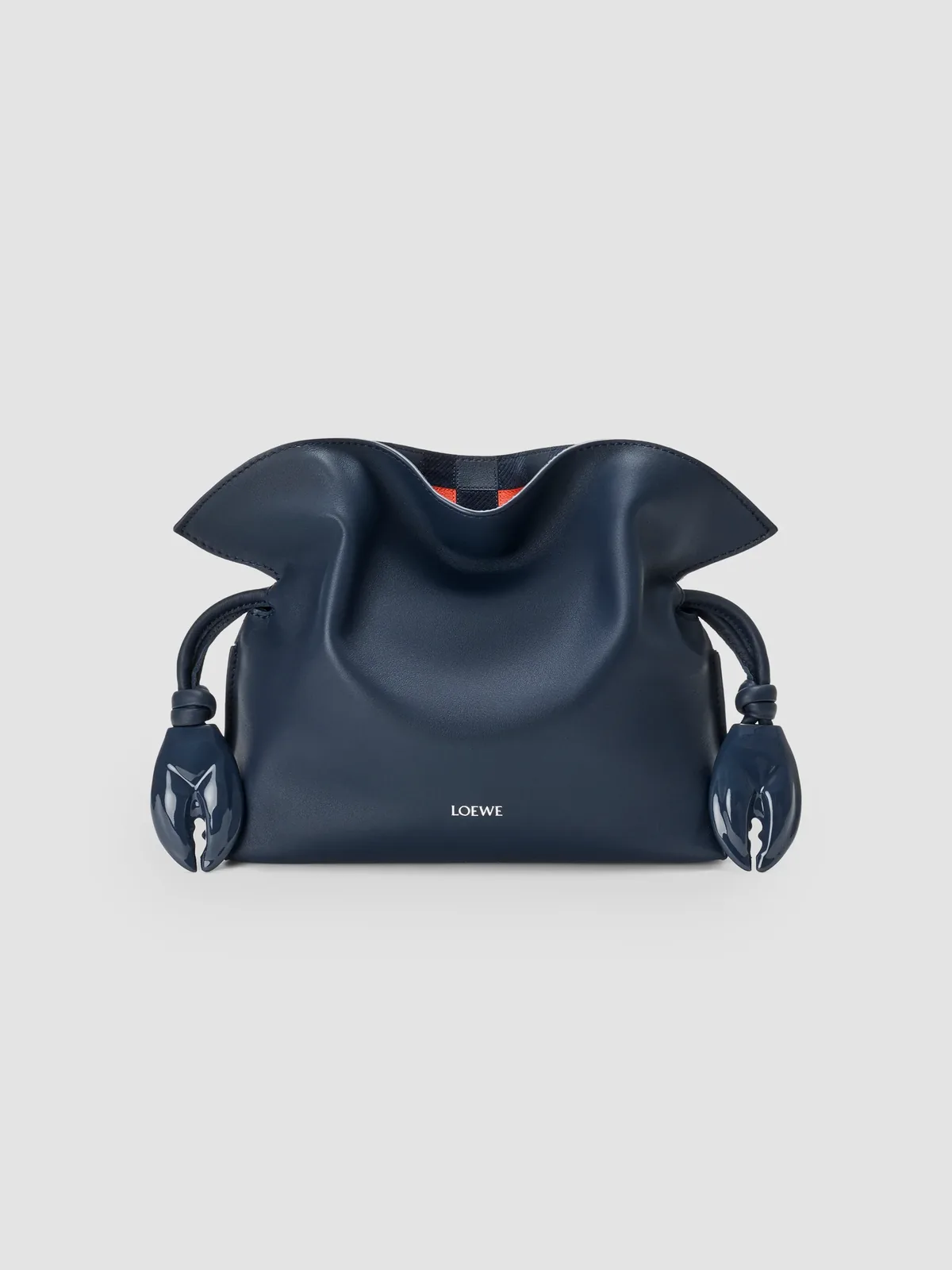 LOEWE x Cosima Von Bonin Flamenco Mini Check-Intarsia & Leather Clutch for Sale - Deep Navy Multi