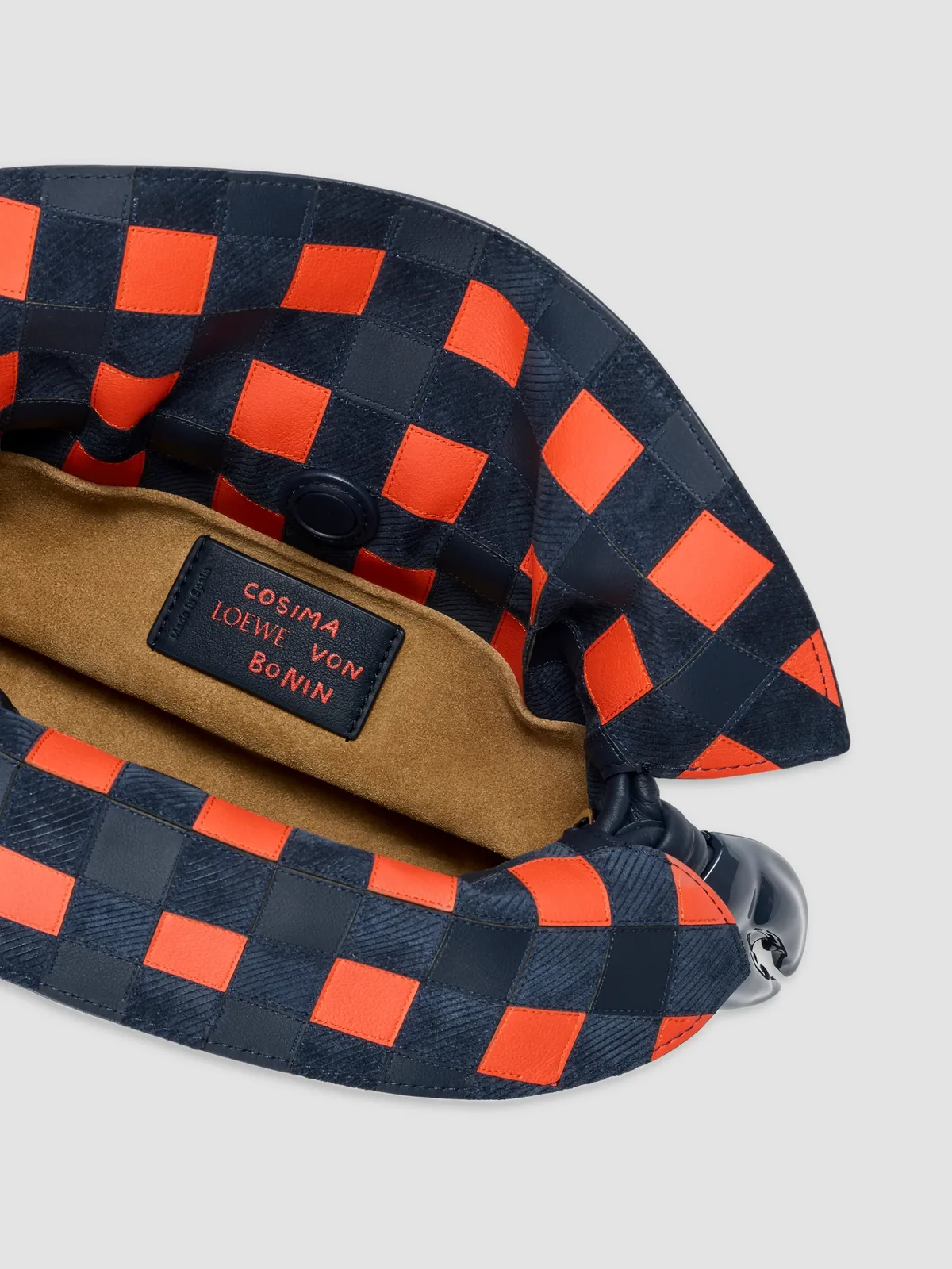 LOEWE x Cosima Von Bonin Flamenco Mini Check-Intarsia & Leather Clutch for Sale