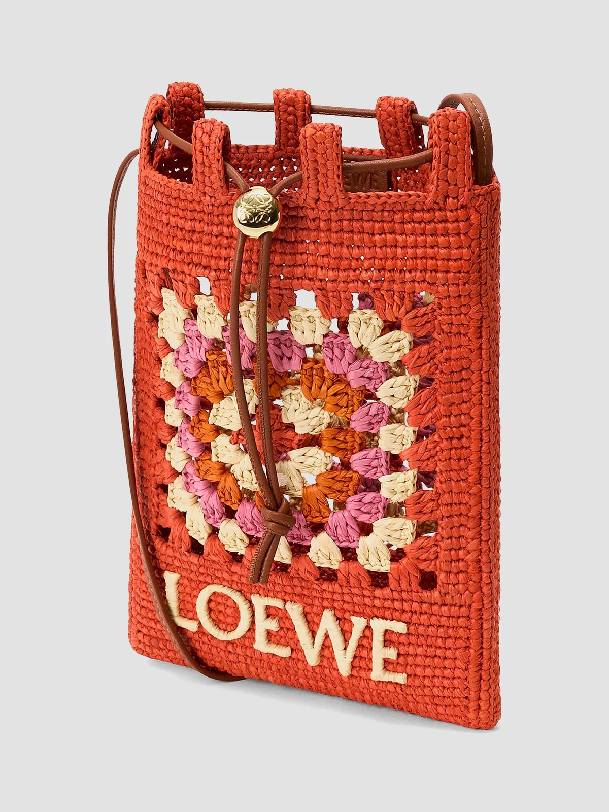 LOEWE x Paula's Ibiza Drawstring Crochet Raffia Pocket Pouch for Sale