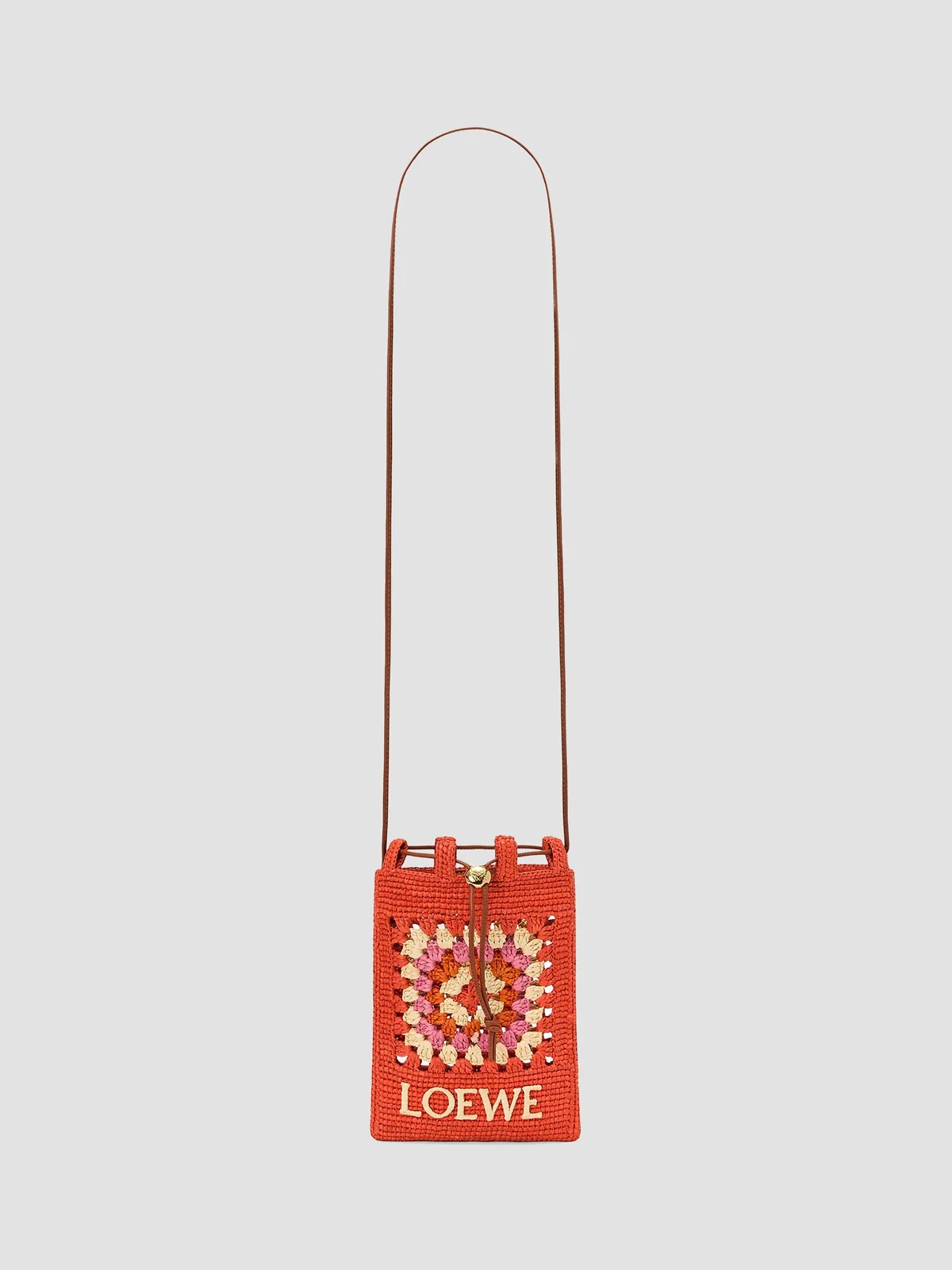 LOEWE x Paula's Ibiza Drawstring Crochet Raffia Pocket Pouch for Sale