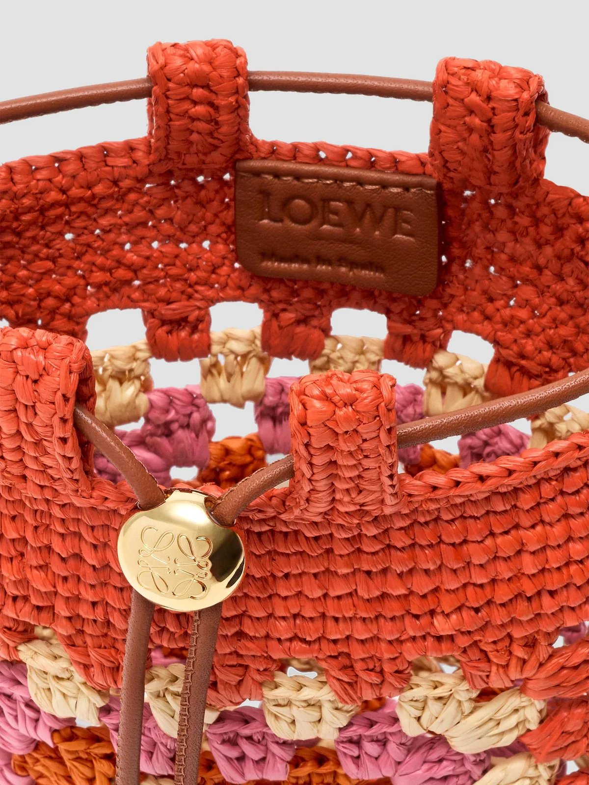 LOEWE x Paula's Ibiza Drawstring Crochet Raffia Pocket Pouch for Sale