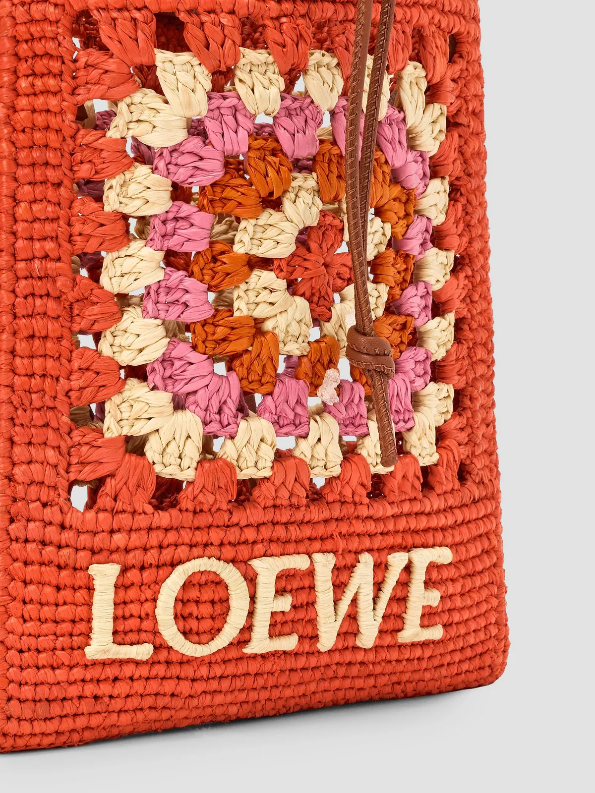 LOEWE x Paula's Ibiza Drawstring Crochet Raffia Pocket Pouch for Sale