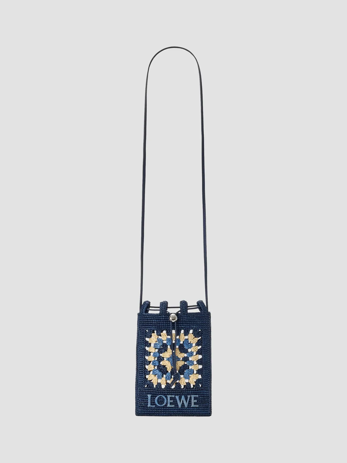 LOEWE x Paula's Ibiza Drawstring Crochet Raffia Pocket Pouch for Sale