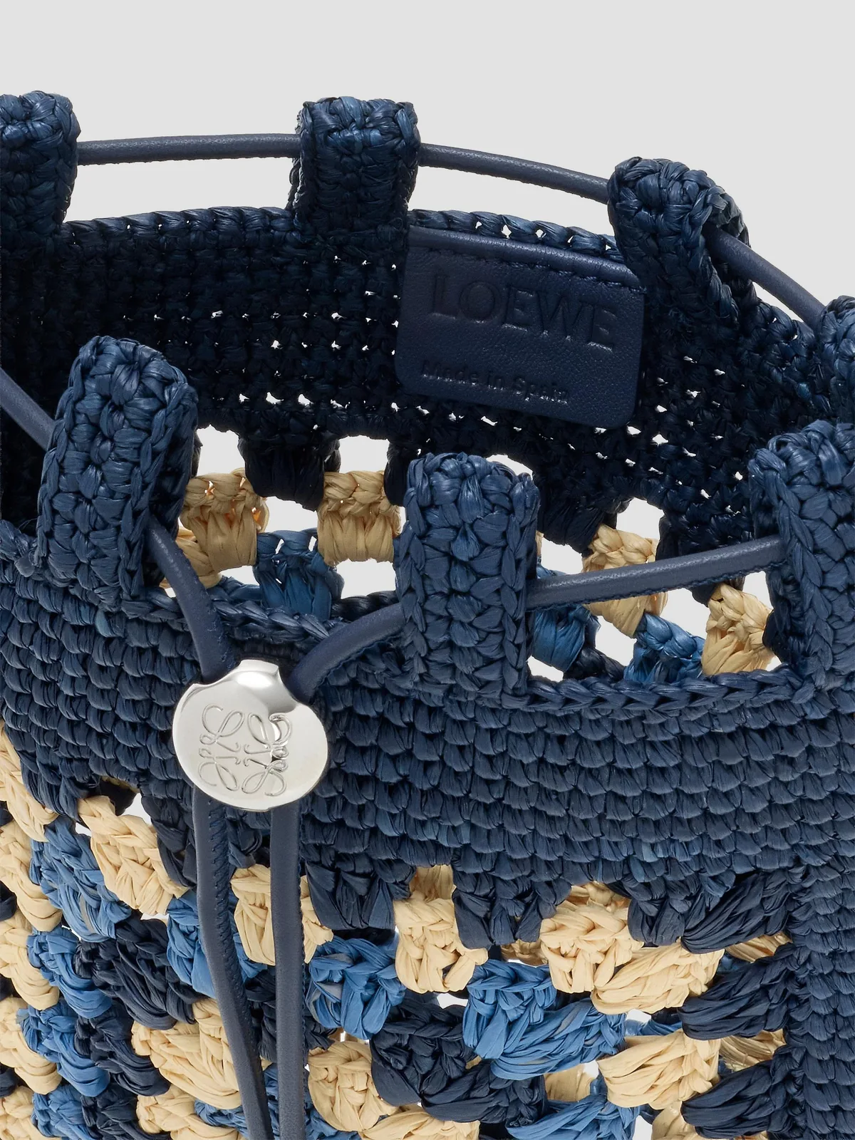 LOEWE x Paula's Ibiza Drawstring Crochet Raffia Pocket Pouch for Sale