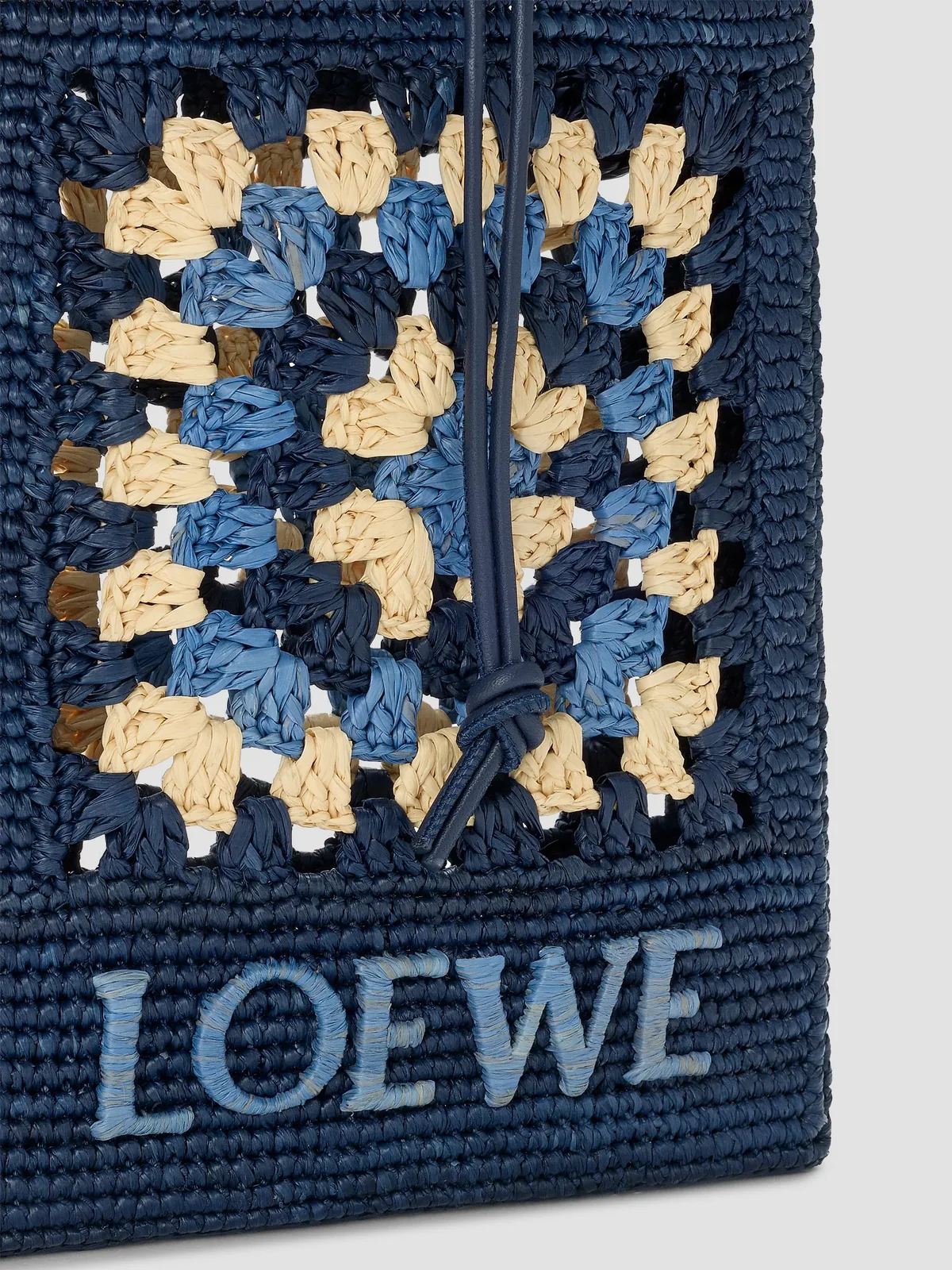 LOEWE x Paula's Ibiza Drawstring Crochet Raffia Pocket Pouch for Sale