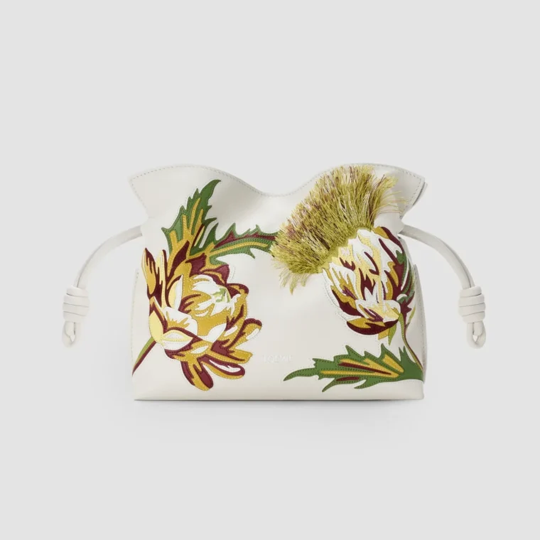 LOEWE x Paula's Ibiza Flamenco Mini Intarsia Leather Clutch for Sale
