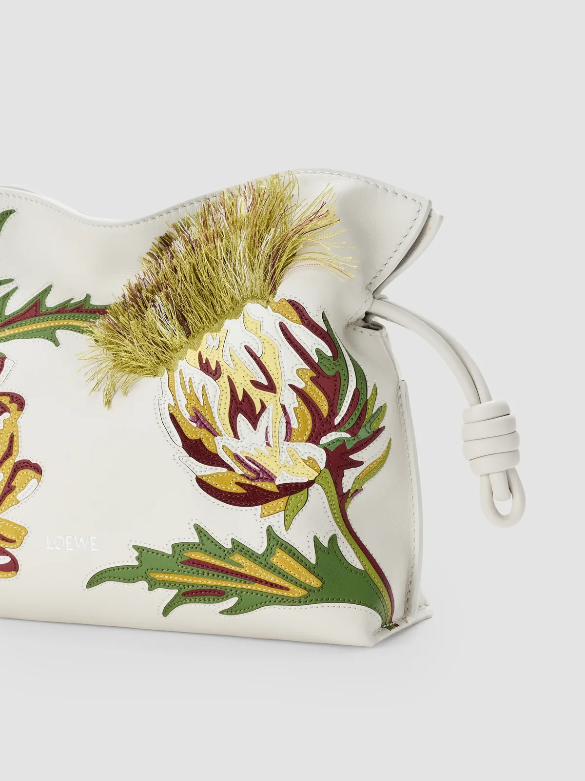 LOEWE x Paula's Ibiza Flamenco Mini Intarsia Leather Clutch for Sale