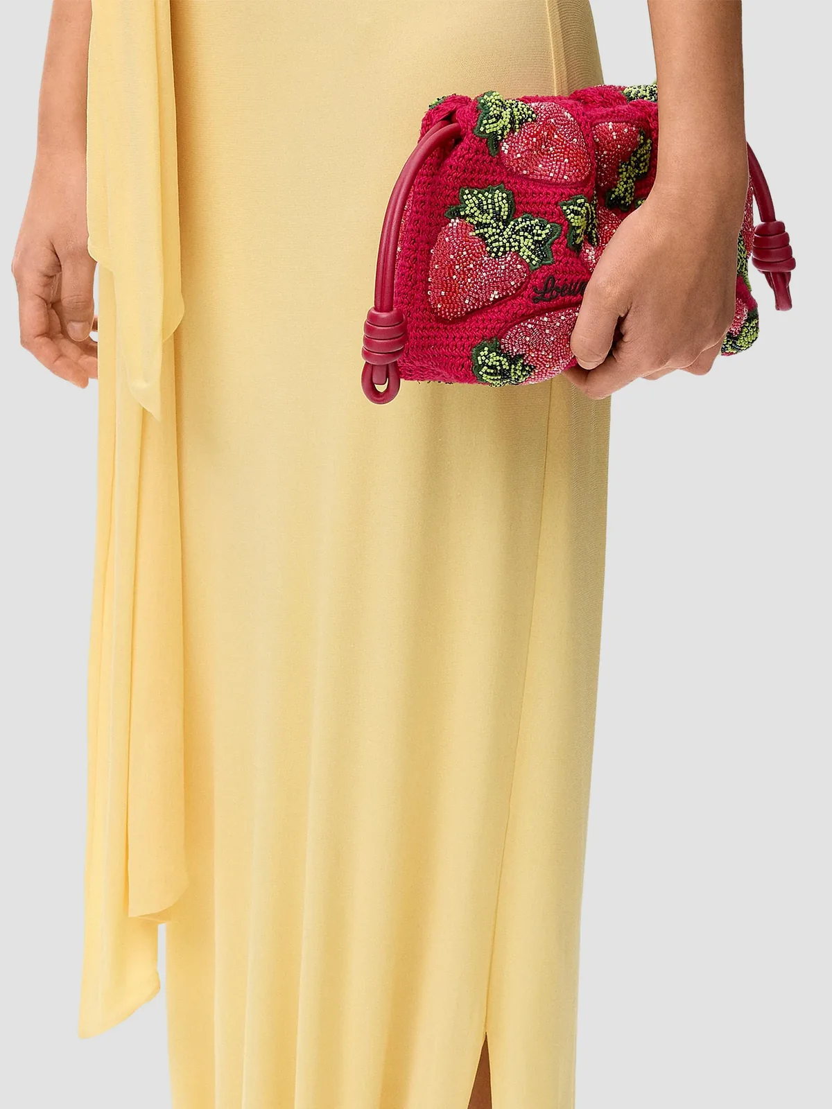 LOEWE x Paula's Ibiza Flamenco Mini Strawberry-Beaded Purse for Sale