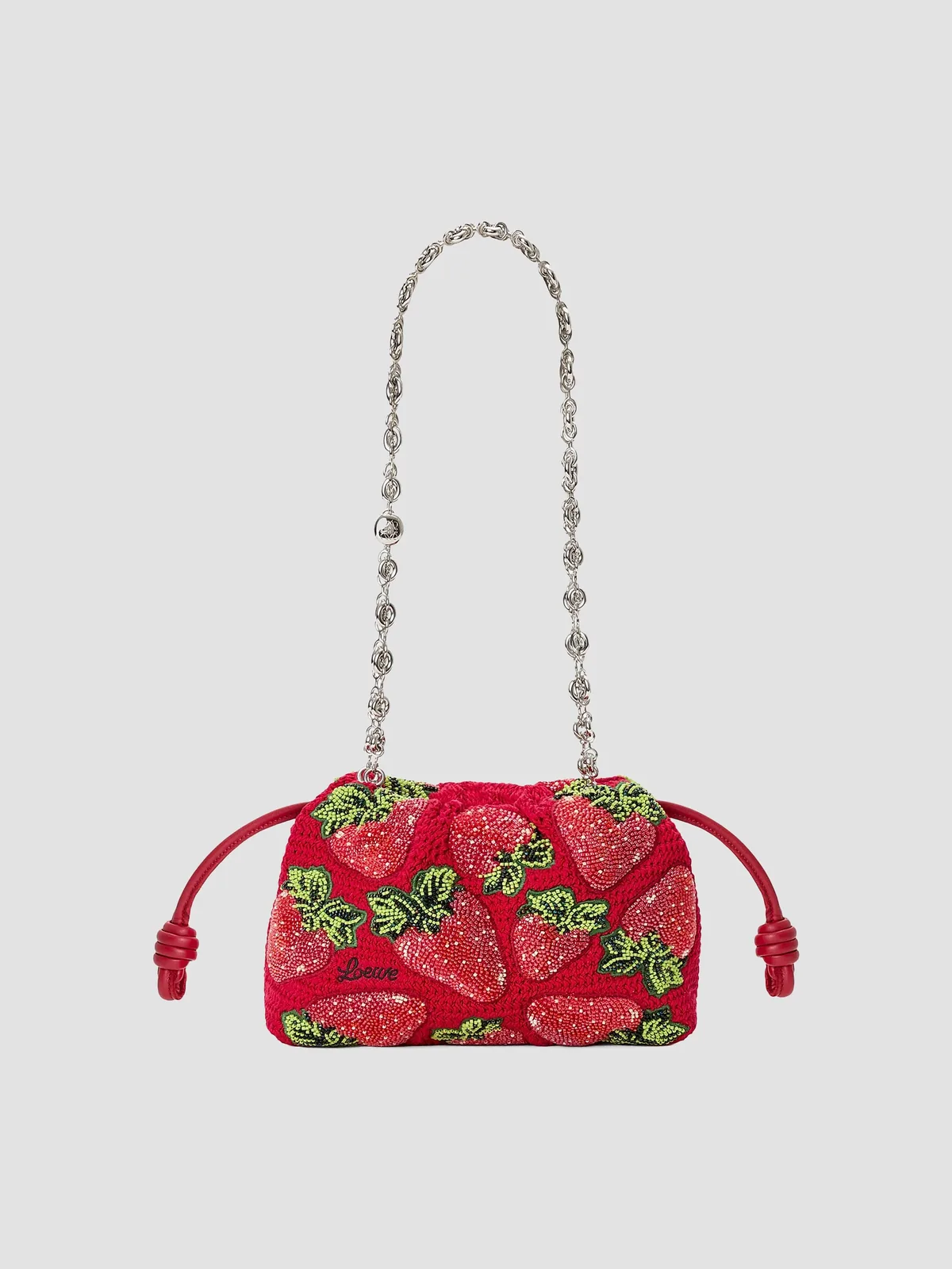 LOEWE x Paula's Ibiza Flamenco Mini Strawberry-Beaded Purse for Sale