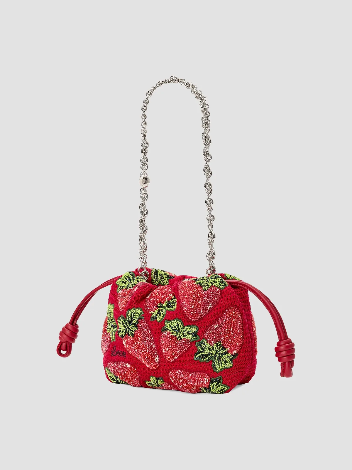 LOEWE x Paula's Ibiza Flamenco Mini Strawberry-Beaded Purse for Sale