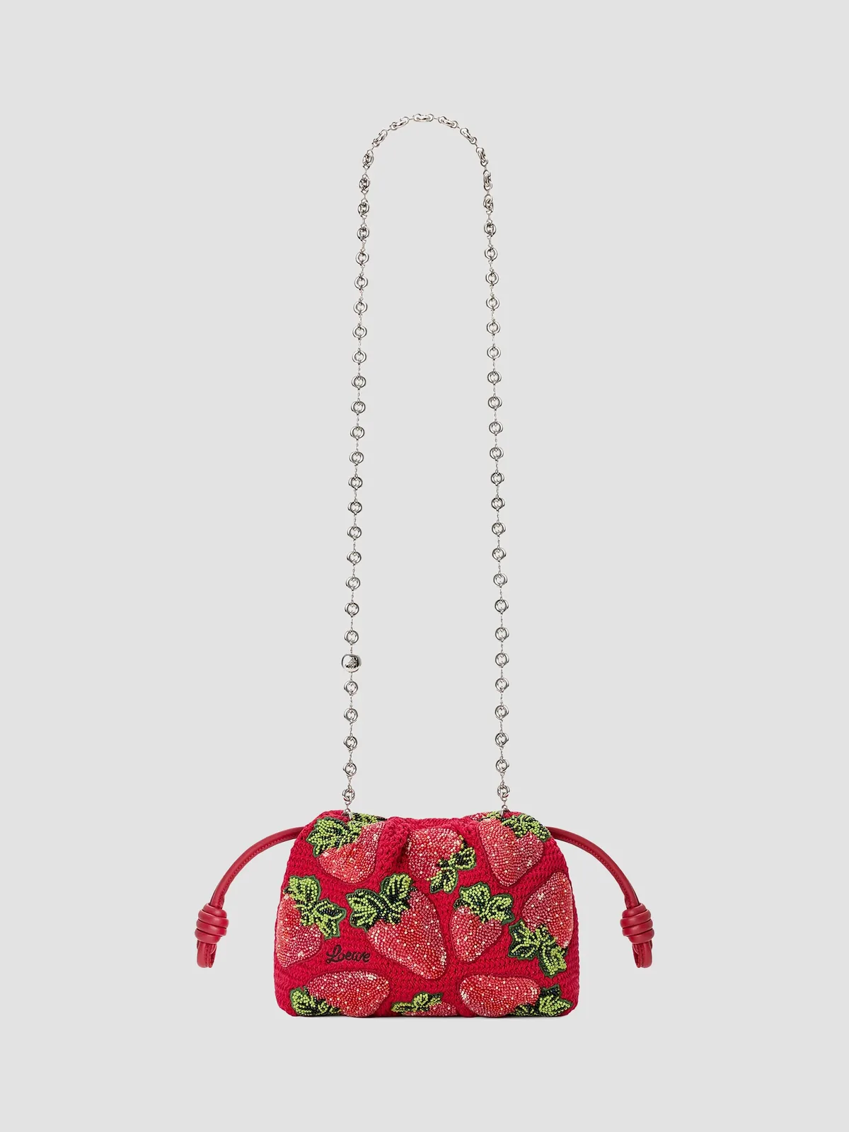 LOEWE x Paula's Ibiza Flamenco Mini Strawberry-Beaded Purse for Sale