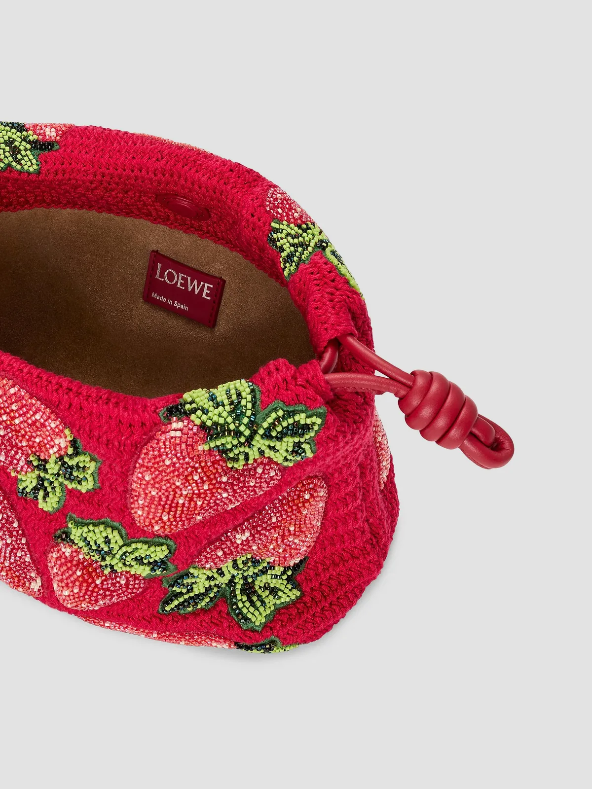 LOEWE x Paula's Ibiza Flamenco Mini Strawberry-Beaded Purse for Sale