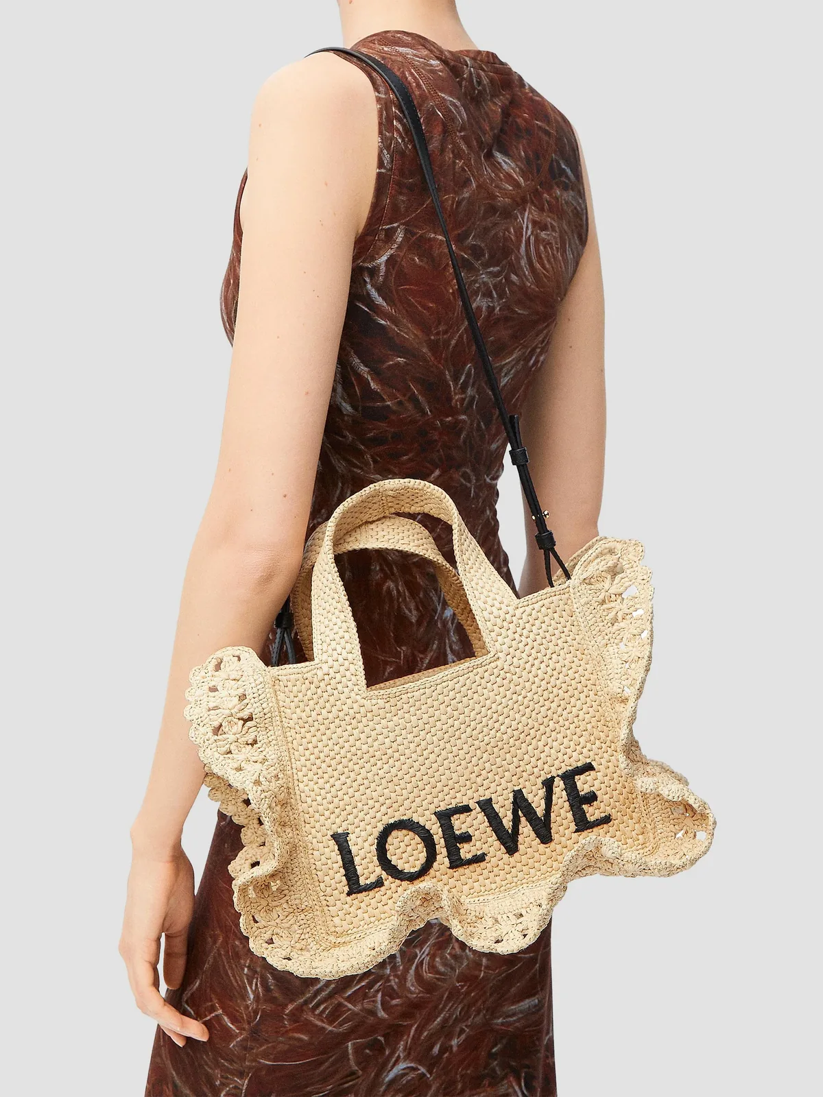 LOEWE x Paula's Ibiza Font Raffia Tote Bag for Sale