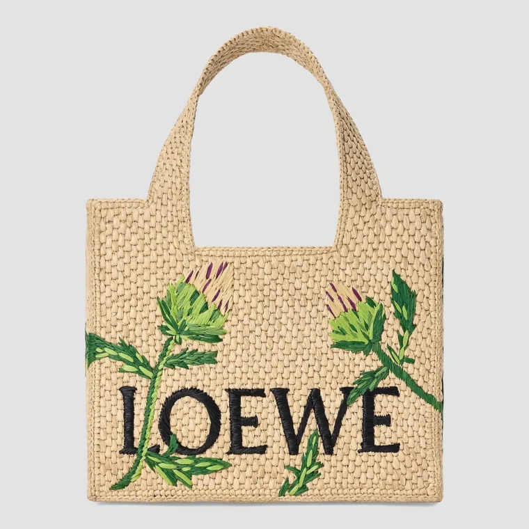 LOEWE x Paula's Ibiza Font Small Logo Raffia Tote Bag for Sale