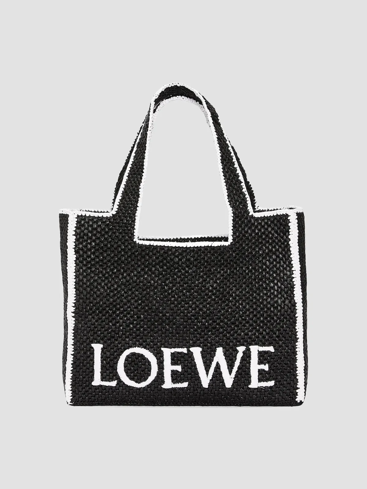 LOEWE x Paula's Ibiza Large Logo Raffia Tote Bag for Sale - Black
