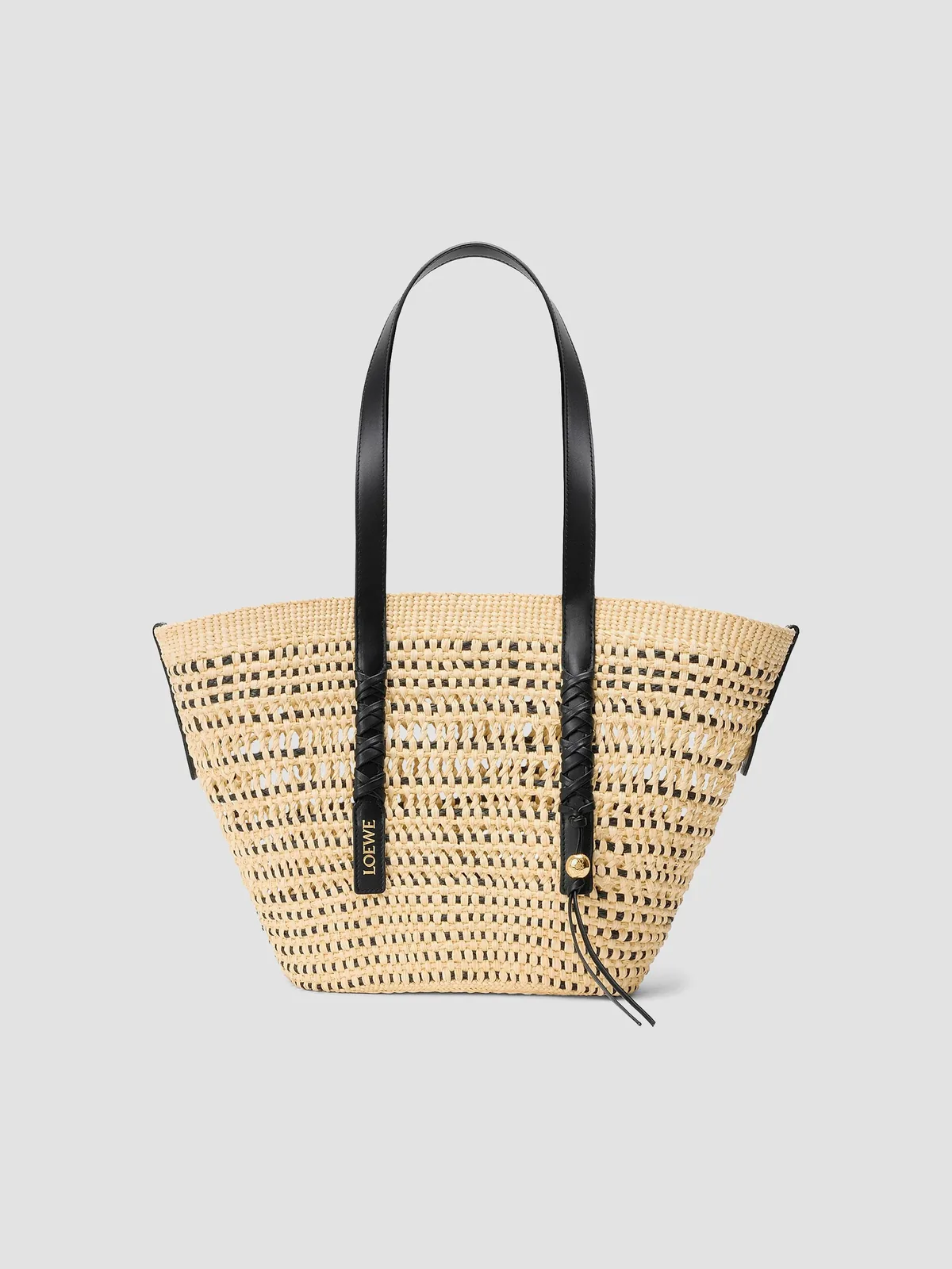 LOEWE x Paula's Ibiza Medium Braided Raffia Basket Bag for Sale - Natural Black