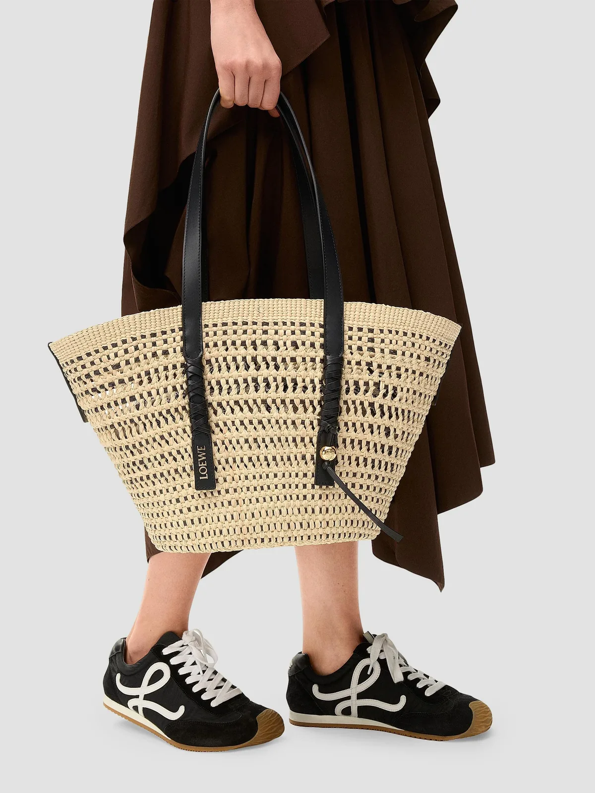 LOEWE x Paula's Ibiza Medium Braided Raffia Basket Bag for Sale