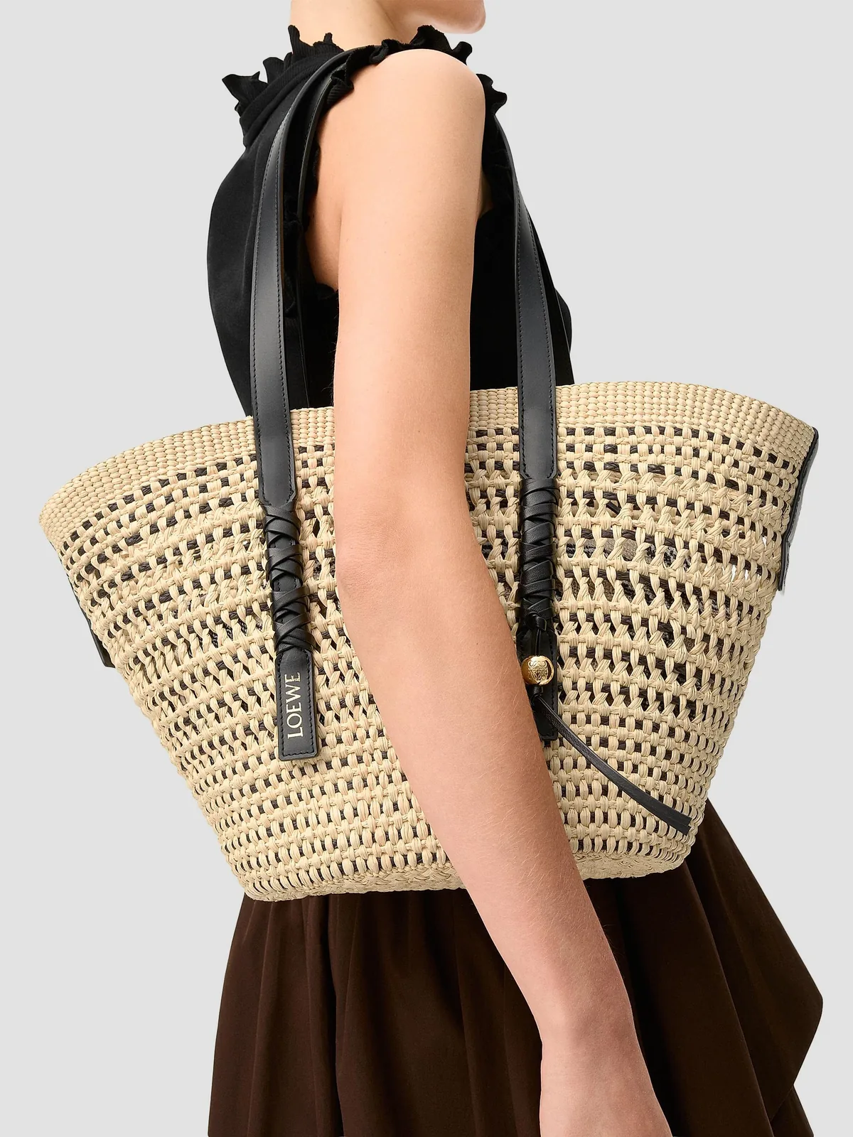 LOEWE x Paula's Ibiza Medium Braided Raffia Basket Bag for Sale