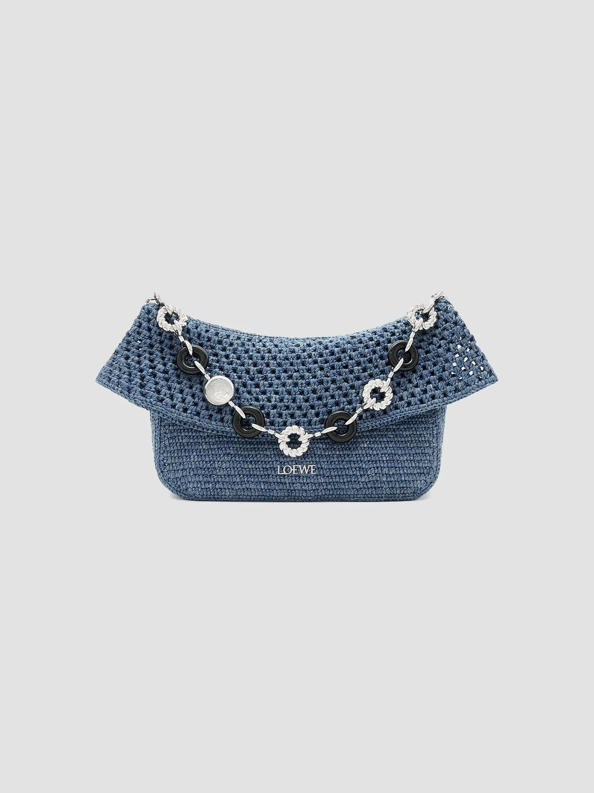 LOEWE x Paula's Ibiza Ola Medium Crochet Shoulder Bag for Sale - Denim Blue