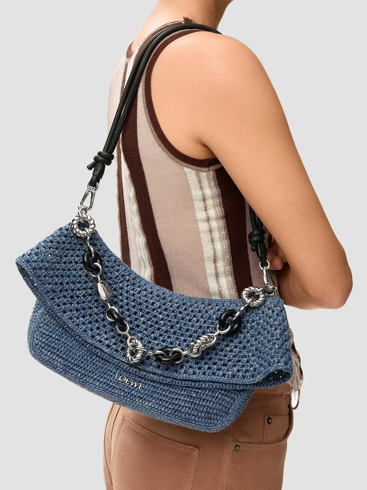 LOEWE x Paula's Ibiza Ola Medium Crochet Shoulder Bag for Sale
