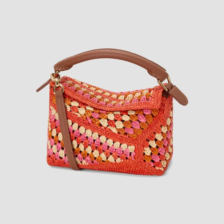 LOEWE x Paula's Ibiza Puzzle Edge Mini Crochet Raffia Bag for Sale